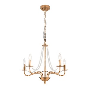 Maxax 22.9" 5-Light Brass Crystal Chandelier, Vintage Glam Ceiling Lighting for Bedroom Dining Room Foyer - 1 of 4