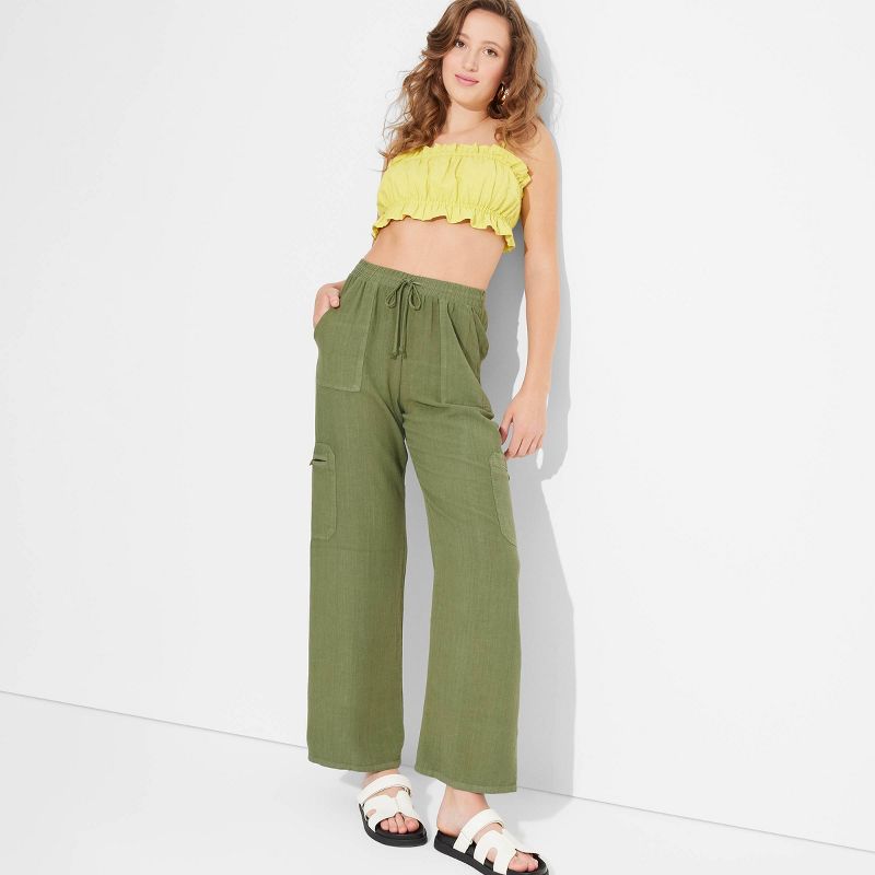 Women's Mid-Rise Wide Leg Vacation Cargo Pants - Wild Fable™, 1 of 5