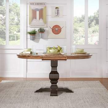 Delaney Two Toned Oval Solid Wood Top Extendable Dining Table - Inspire Q