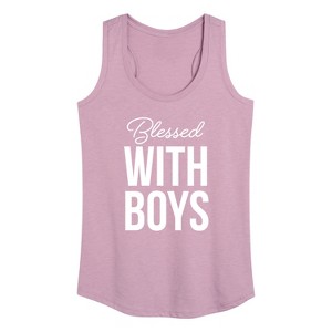 Women's - Instant Message - Blessed With Boys Graphic Racerback Tank - 1 of 4