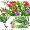 Outdoors 30 Bundles Silk Artificial Flowers with Ferns, UV-Resistant Faux Plant, Spring Summer Decor for Planter Porch Patio Yard - 3 of 4