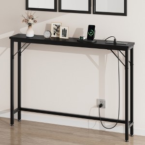 5.9" Narrow Sofa Table with Outlets, Skinny Console Table with Storage, Slim Behind Couch Table for Living Room, Entryway, Hallway, Foyer - 1 of 4