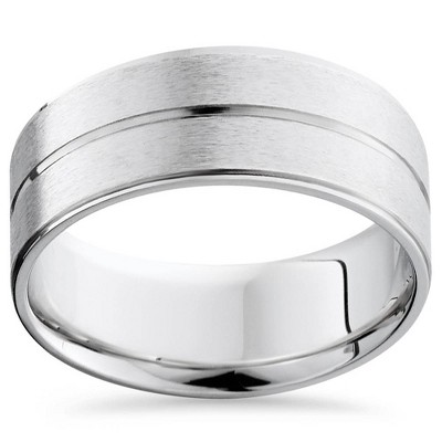 Pompeii3 Channel & Beveled Edge Wedding Band 14K White Gold