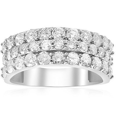Pompeii3 1 3/4ct Diamond Wedding Triple Row Ring 14K White Gold