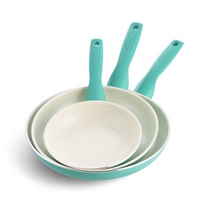 GreenPan Rio 3pk (7", 9.5" & 11") Ceramic Nonstick Frypan Set - Turquoise - 1 of 4