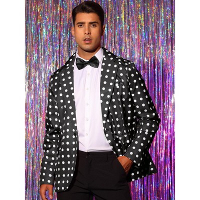 Lars Amadeus Men's Classic Slim Fit One Button Polka Dots Blazers Medium Black — фото 2