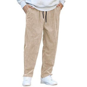 COOFANDY Men's Corduroy Pants Elastic Waist Drawstring Harem Pants Fashion Loose Casual Long Trousers with 4 Pockets - 1 of 4