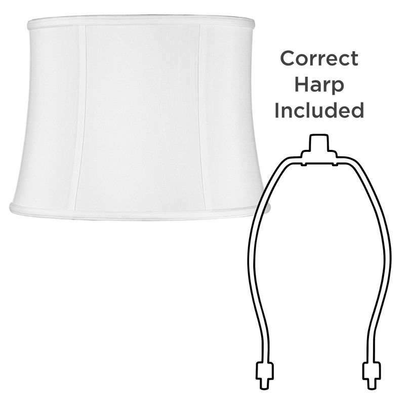 Imperial Shade Set of 2 Drum Lamp Shades White Medium 14" Top x 16" Bottom x 12" High Spider Replacement Harp and Finial Fitting, 5 of 7