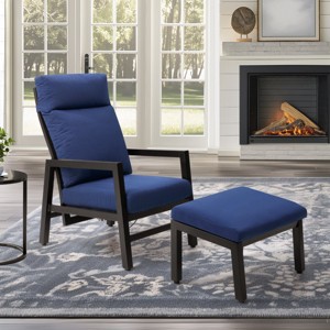 Crestlive Products Reclining Patio Chair with Ottoman, Patio Aluminum Reclining Chair with Cushion, Outdoor Conversation Set - 1 of 4