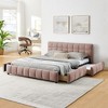 CAVINAS Upholstered Bed Frame, Comfortable Chenille Fabric Bed with Headboards and Solid Bed Frame, Platform Bed with 4 Drawer for Storage - 2 of 4