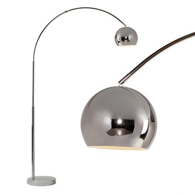 Adjustable Chrome Arc Floor Lamp with Marble Base