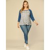 Agnes Orinda Women's Plus Size Round Neck 3/4 Raglan Sleeves Floral Printed Dressy Casual Peasant Tops - 3 of 4