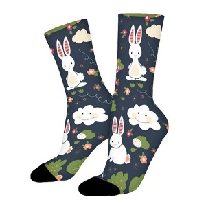Cute Easter Rabbits Kids Women Printed Crew Socks Funny Funky Socks Soft Polyester Novelty Gifts for Artists Men - 1 of 1