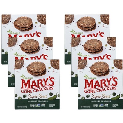 Mary's Gone Crackers Super Seed Jalapeno Crackers - Case of 6/5.5 oz