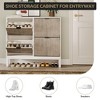 Jojoka Slim 4-Door Shoe Cabinet with Flip Drawers – Adjustable Shelves, Narrow Entryway Shoe Organizer with Farmhouse Fluted Design - 3 of 4