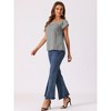 INSPIRE CHIC Women's Summer Square Neck Gingham Cap Sleeve Blouses - 4 of 4