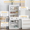 72" Kitchen Pantry Storage Cabinet, Traditional Freestanding Cupboard with 4 Doors and 2 Adjustable Shelves, Large Central Drawer, X-Frame - 4 of 4
