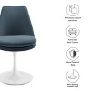 Modway Lippa Velvet Swivel Dining Side Chair in White Cadet Blue  360° Rotating Office Chair - 2 of 4