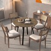 Airsurfer 35.43" Round Dining Table, Small Circle Kitchen Table with Black Metal Legs for 2–4, Modern Brown Dining Room Table - 4 of 4