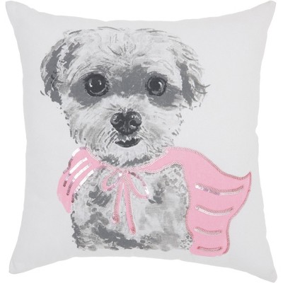 HomeRoots 18" Pink and White Cotton Throw Pillow