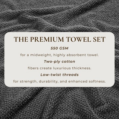 Dark Grey Heavyweight Cotton Terry Washcloth Set (12 Pieces)