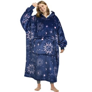 Catalonia Woman Man Full Body Blanket Hoodied Oversized Sweatshirt, Super Warm Soft Fuzzy Wearable Fleece Flannel Blanket, Cozy Gift for Wife Women - 1 of 4