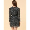 Allegra K Women's Floral Mock Neck Tie Waist Ruffle Shift Chiffon Dress - 4 of 4