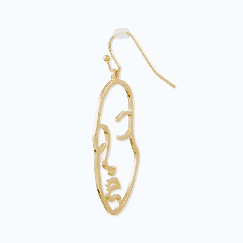 Sanctuary Project by sanctuaire Hammered Modern Art Face Statement Drop Earrings Gold, 2 of 4
