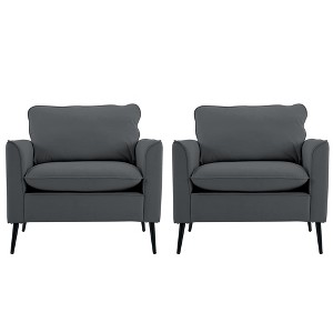 TiramisuBest 2-Piece Leather Armchair Set, Retro Light Luxury Sofa Chairs for Living Room, Black - 1 of 4