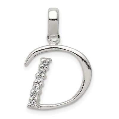 Black Bow Jewelry Sterling Silver and CZ, Lauren Collection, Initial D Pendant