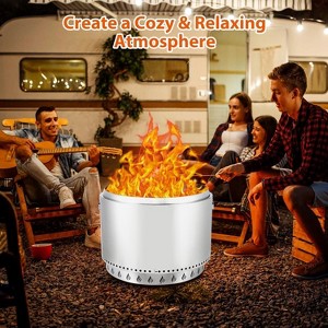 16.5 Inch Stainless Steel Smokeless Outdoor Fire Pit, Burning Wood, Particles,Coal, Perfect for Bonfire, Camping, Picnic, Family Gatherings - 1 of 4