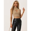 Allegra K Women's Mock Neck Cutout Pullover Sleeveless Crop Sweater Top - 3 of 4