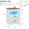 Vlsrka White Farmhouse Nightstand with Concealed Storage, USB & Type-C Ports, LED Motion Sensor Light for Rustic Interiors - 3 of 4