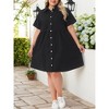 INSPIRE CHIC Women's Denim Short Sleeve Button Down Turndown Collar Babydoll Shirt Dresses - 2 of 4