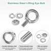 Unique Bargains Stainless Steel Durable Rust-Resistant Eyebolts with Nuts Washers Male Screw for Fastening 10 Pcs - 2 of 4