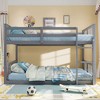 Zevemomo Low Twin Over Twin Bunk Bed, Solid Pine Wood Frame with Built-in Ladder, Converts to 2 Twin Beds, Space-Saving Floor Bed for Bedroom,Gray - 2 of 4