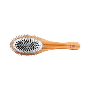 Bass Pet Brushes The Hybrid Groomer Shine & Condition, Patented & Award Winning Natural Bristle + Alloy Pin Bamboo Handle Medium Oval Dark Bamboo - 1 of 4