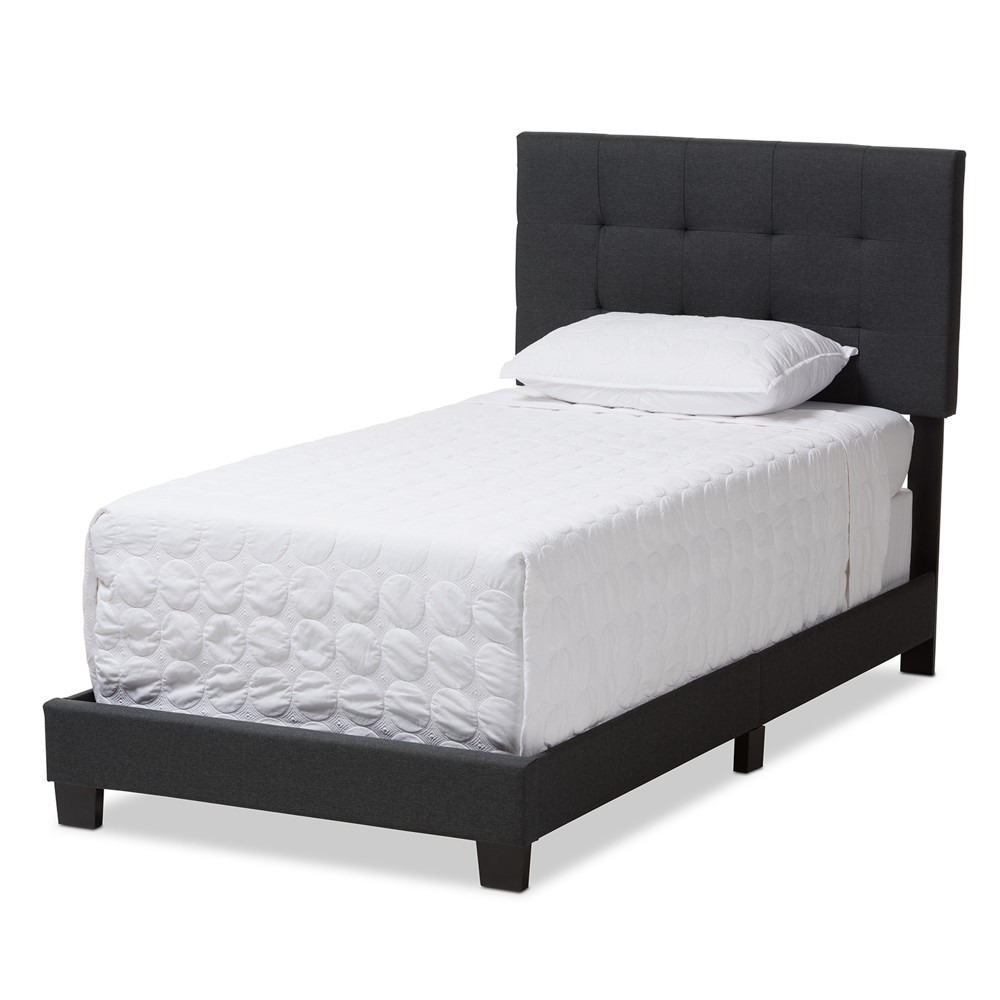 Photos - Bed Frame Twin Brookfield Modern and Contemporary Fabric Upholstered Bed Black - Bax