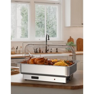 Rectangular Chafing Dish Electric Buffet Set,9QT Stainless Steel Food Servers and Warmers with Temperature Control for Catering, Wedding and Parties - 1 of 4