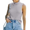 Coolmee Womens Sleeveless Sweater Vest Turtleneck Ribbed Knit Tank Tops Basic Slim Fit Top - 3 of 4