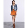 INSPIRE CHIC Women's Collarless Pockets 3/4 Sleeve Denim Jackets - 4 of 4