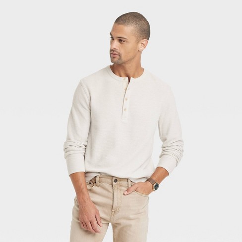 Men's Big & Tall Long Sleeve Textured Henley Shirt - Goodfellow