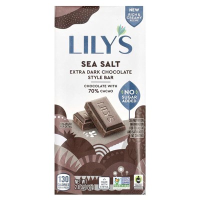 Lily's Sweets, Extra Dark Chocolate Style Bar, Sea Salt, 70% Cacao, 2.8 oz