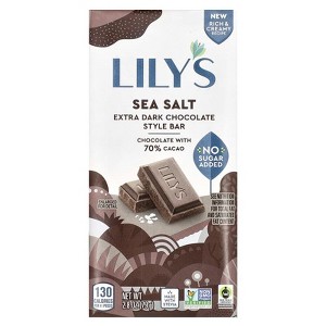 Lily's Sweets, Extra Dark Chocolate Style Bar, Sea Salt, 70% Cacao, 2.8 oz - 1 of 2