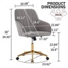 CAVINAS Adjustable Swivel Office Chair, Ergonomic Office Chair with Golden Metal Base and Wheels for Work Study Vanity - 3 of 4