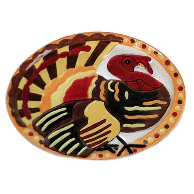 Tabletop 10.0" Turkey Oval Platter Glass Fusion Gold Crest Distributing  -  Serving Platters