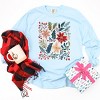 Christmas Flowers and Berries Distressed - Women's Garment Dyed Long Sleeve Graphic T-Shirt - 2 of 4