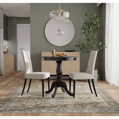 Black 30" Round Wood Pedestal Bar Table