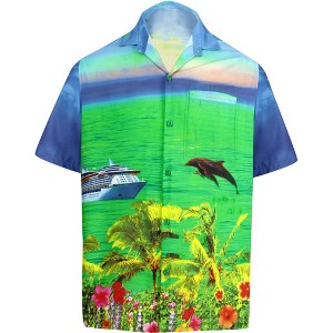 LA LEELA Men's Hawaiian Shirts Short Sleeve Button Down Shirt Mens Hawaii Shirts Boho Vacation Casual Summer Beach Shirts for Men Funny - 1 of 4