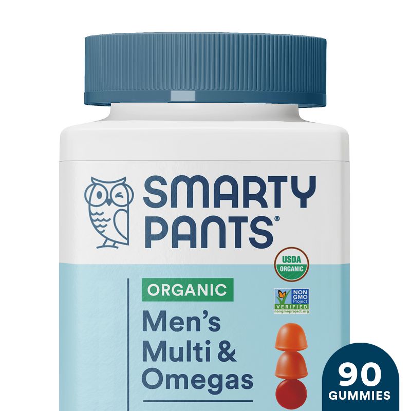 SmartyPants Organic Men&#39;s Multi &#38; Vegetarian Omega 3 Gummy Vitamins with D3, C &#38; B12 - 90 ct, 1 of 10